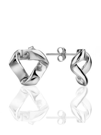 Sterling Silver ​Hammered Abstract Stud Earrings The Liquid, image 