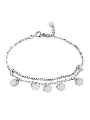 Boho Chic Coin Charm Silver Bracelet The Liquid, image 