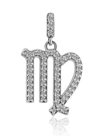 White Gold Diamond Virgo Sign Pendant, image 