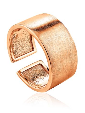 Contemporary Brush Finish Rose Plated Silver Ring The ICONIC, Ring Size: Adjustable, image 