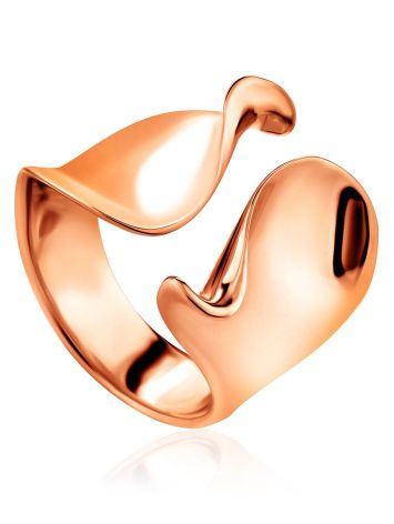 Trendy Rose Plated Silver Ring The Liquid, Ring Size: Adjustable, image 
