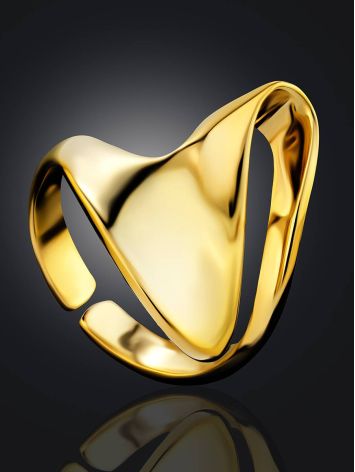 Fabulous Contemporary Gold Plated Silver Ring The Liquid, Ring Size: Adjustable, image , picture 2