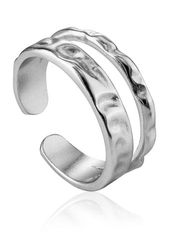 Textured Silver Adjustable Ring The Liquid, Ring Size: Adjustable, image 