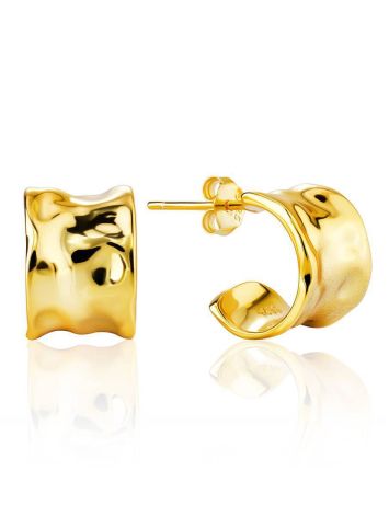 Chunky Gold Plated Silver Hoop Earrings The Liquid, image 