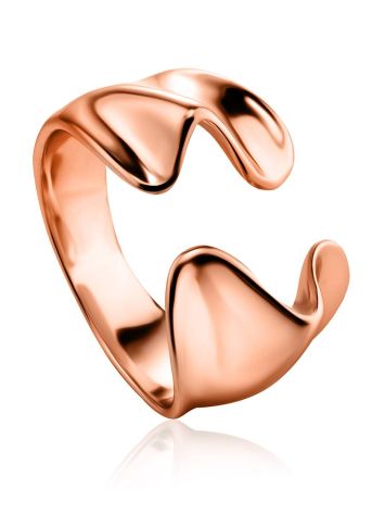 Designed Rose-Plated Silver Ring The Liquid, Ring Size: Adjustable, image 