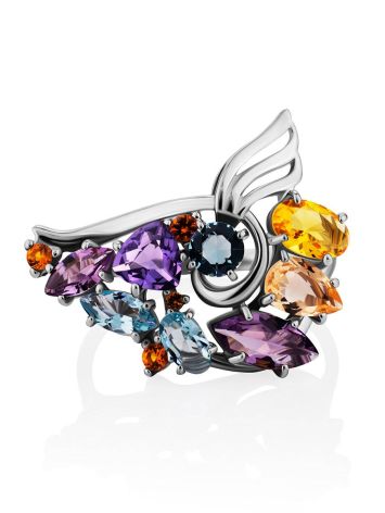Fabulous Silver Ring With Mix Color Stones, Ring Size: 9.5 / 19.5, image , picture 4