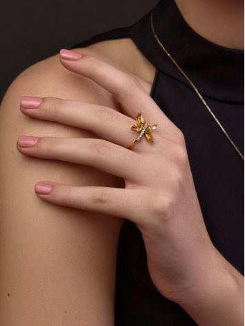 Luminous Citrine Butterfly Golden Ring, Ring Size: 8.5 / 18.5, image , picture 4