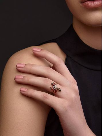 Chic Gold Garnet Ring The Flora, Ring Size: 6 / 16.5, image , picture 4