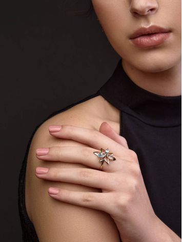 Chic Floral Design Gold Topaz Ring The Verbena, Ring Size: 8 / 18, image , picture 4