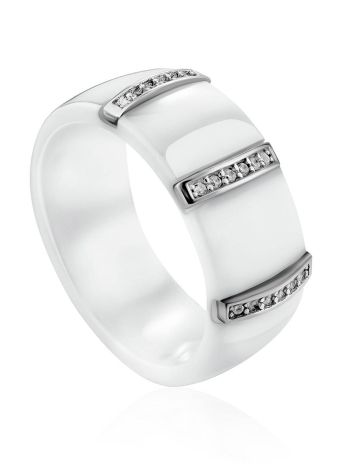 Chic White Ceramic Band Ring, Ring Size: 6.5 / 17, image 