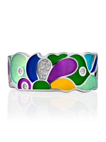 Mix Color Enamel Band Ring With Crystals, Ring Size: 6.5 / 17, image , picture 4