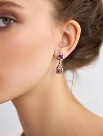 Transformable Silver Amethyst Earrings, image , picture 3