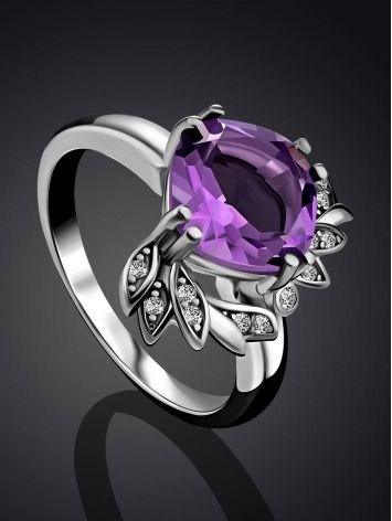 Chic Silver Amethyst Ring, Ring Size: 6.5 / 17, image , picture 2