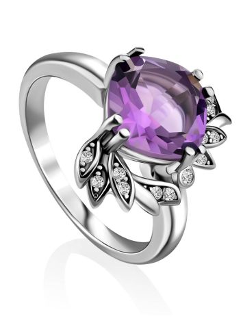 Chic Silver Amethyst Ring, Ring Size: 6.5 / 17, image 