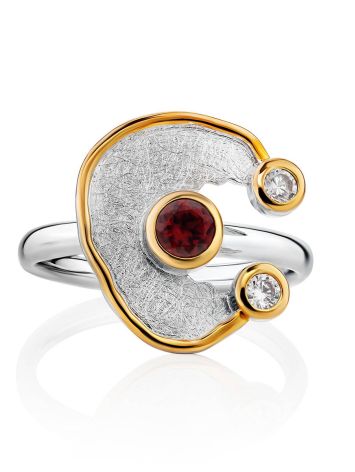 Futuristic Design Silver Garnet Ring, Ring Size: 9.5 / 19.5, image , picture 4