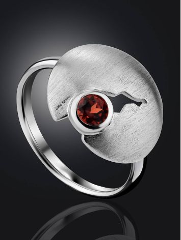 Torn Design Silver Garnet Ring, Ring Size: 9 / 19, image , picture 2