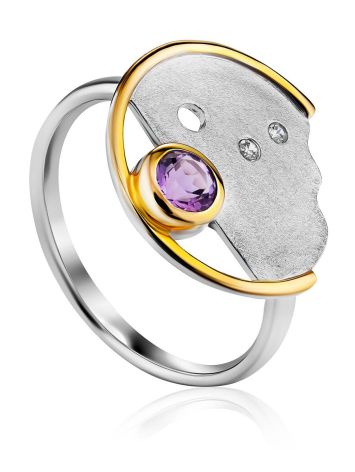 Fashionable Silver Amethyst Ring, Ring Size: 9 / 19, image 