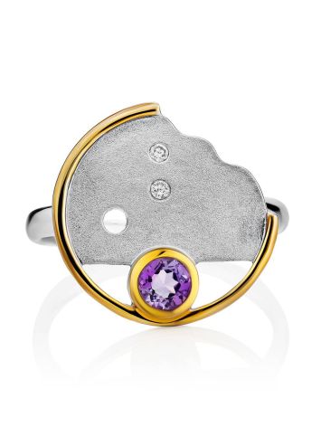 Fashionable Silver Amethyst Ring, Ring Size: 9 / 19, image , picture 3