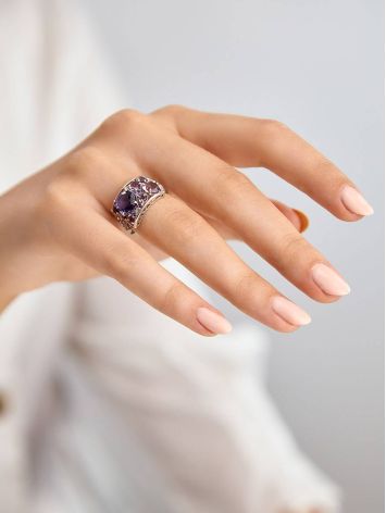 Lustrous Silver Amethyst Ring, Ring Size: 6.5 / 17, image , picture 3