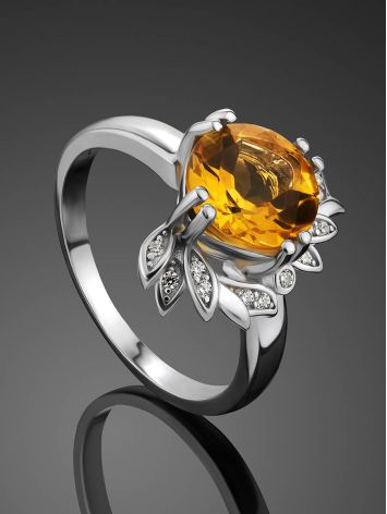 Luminous Silver Citrine Ring, Ring Size: 8 / 18, image , picture 2