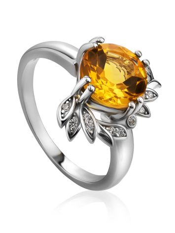 Luminous Silver Citrine Ring, Ring Size: 6.5 / 17, image 