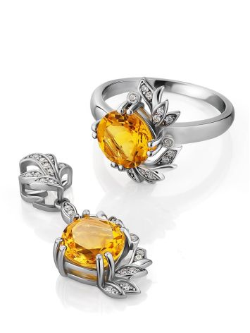 Luminous Silver Citrine Ring, Ring Size: 6.5 / 17, image , picture 4