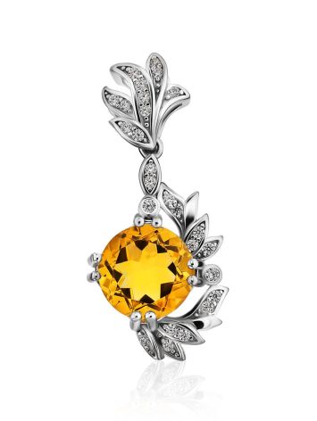 Lustrous  Silver Citrine Pendant, image 