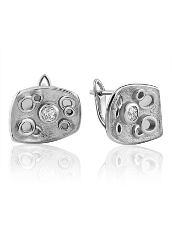 Abstract Design Silver Crystal Earrings, image 