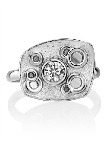 Stylish Silver Crystal Ring, Ring Size: 9 / 19, image , picture 3