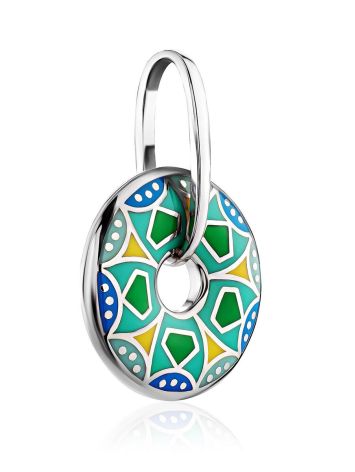 Bright Round Silver Enamel Pendant, image , picture 4