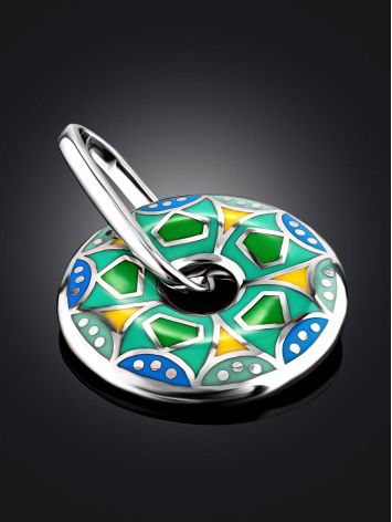 Bright Round Silver Enamel Pendant, image , picture 2