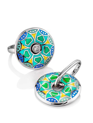 Bright Round Silver Enamel Pendant, image , picture 5