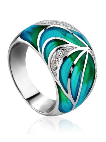 Art Deco Style Silver Enamel Ring, Ring Size: 7 / 17.5, image 