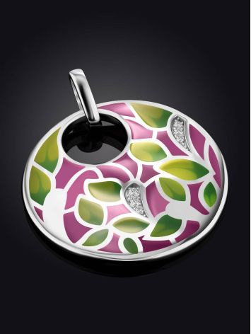 Amazing Silver Enamel Pendant With Crystals, image , picture 2