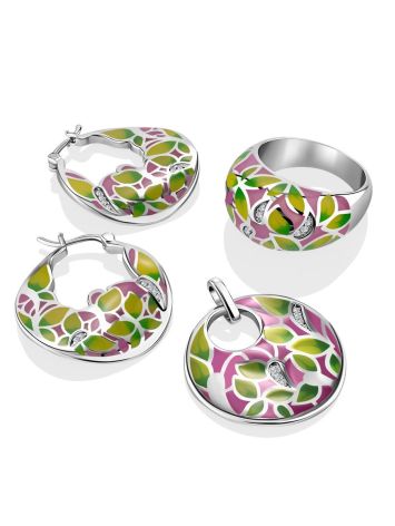 Amazing Silver Enamel Pendant With Crystals, image , picture 5