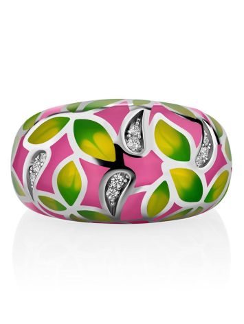 Floral Motif Mix Color Enamel Ring, Ring Size: 8 / 18, image , picture 4