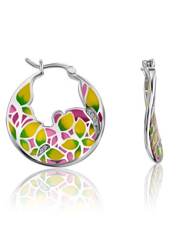 Bright Mix Color Enamel Hoop Earrings, image 