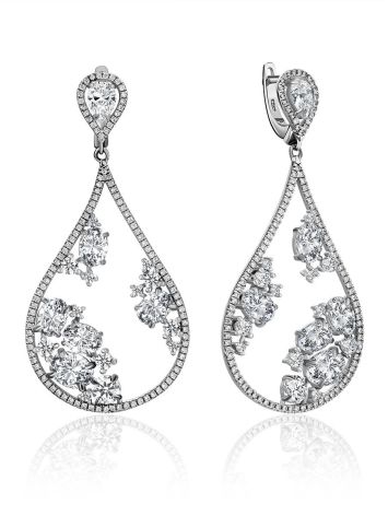 Fabulous Drop Shaped Silver Crystal Dangles, image 