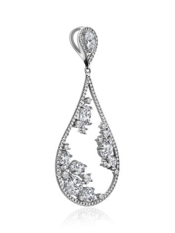 Shimmering Drop Shaped Silver Crystal Pendant, image , picture 4