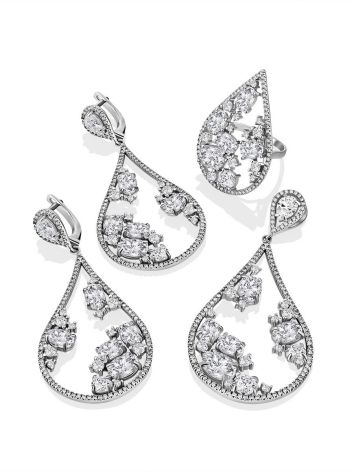 Shimmering Drop Shaped Silver Crystal Pendant, image , picture 5