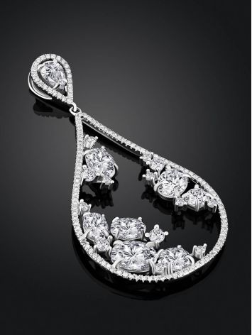 Shimmering Drop Shaped Silver Crystal Pendant, image , picture 2