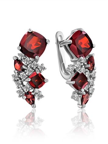 Ultra Feminine Silver Garnet Earrings, image 