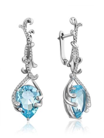 Fabulous Silver Topaz Dangle Earrings, image 