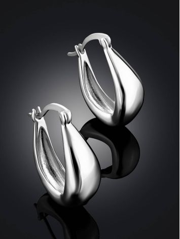 Trendy Silver Hoop Earrings The Liquid, image , picture 2