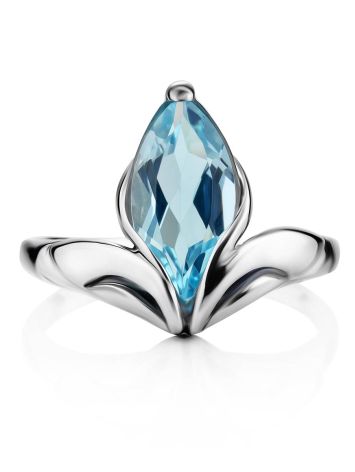 Silver Ring With Marquise Cut Topaz, Ring Size: 4 / 15, image , picture 4