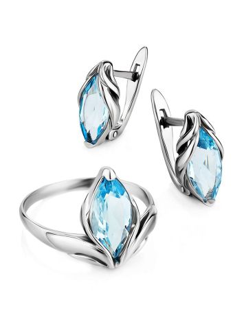 Silver Ring With Marquise Cut Topaz, Ring Size: 4 / 15, image , picture 5