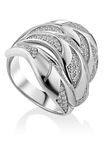 Dazzling  Silver Crystal Cocktail Ring, Ring Size: 7 / 17.5, image 