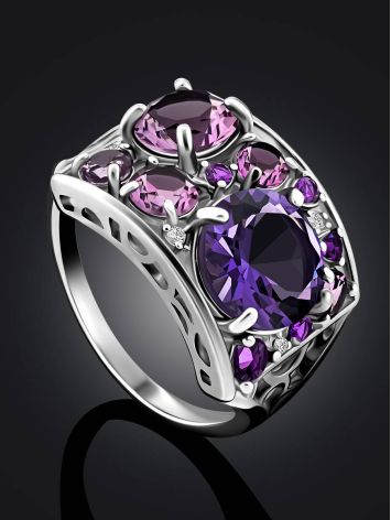 Lustrous Silver Amethyst Ring, Ring Size: 6.5 / 17, image , picture 2