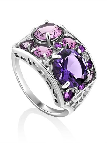 Lustrous Silver Amethyst Ring, Ring Size: 6.5 / 17, image 