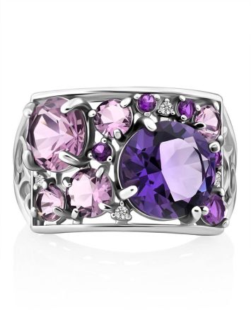 Lustrous Silver Amethyst Ring, Ring Size: 6.5 / 17, image , picture 4